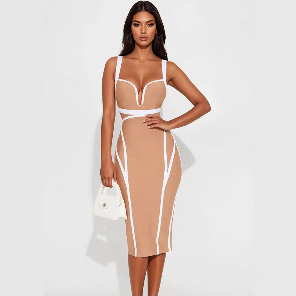 Women'S Formal Dinner Wear - Glam Cut Hip Wrap White Edge