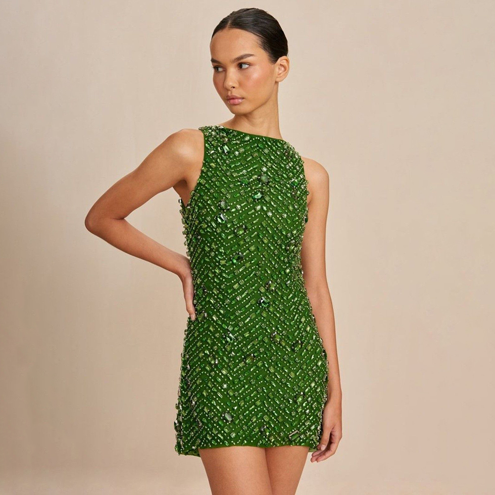 Green Rhinestone Embroidery Sl - огляд і ціна Women'S Formal Dinner Wear
