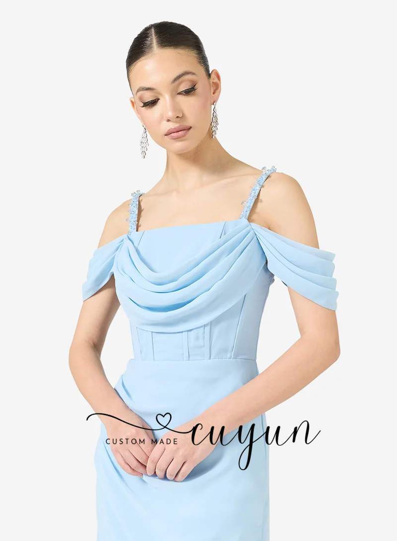 CUYUN Customized Sky Blue Form - огляд і ціна Women'S Formal Dinner Wear