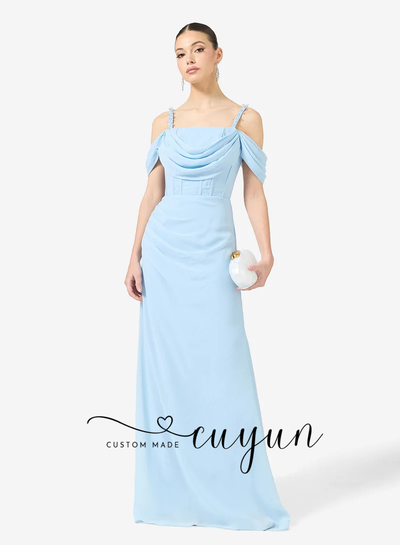 CUYUN Customized Sky Blue Form - огляд і ціна Women'S Formal Dinner Wear