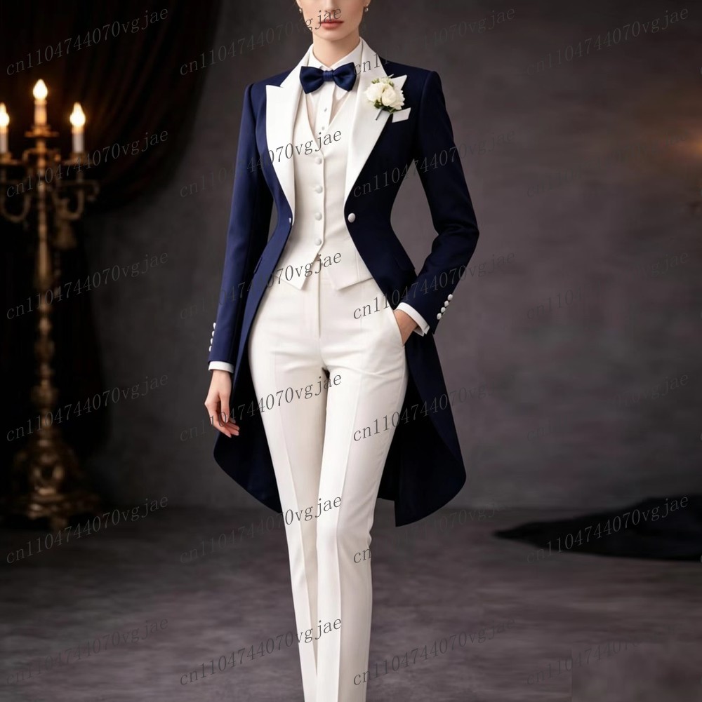 Navy Blue And White Long Women - огляд і ціна Blazer Set Women Formal