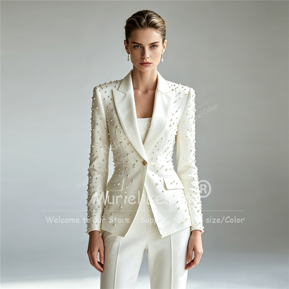 Elegant Pearls Beading Suits W - огляд і ціна Blazer Set Women Formal