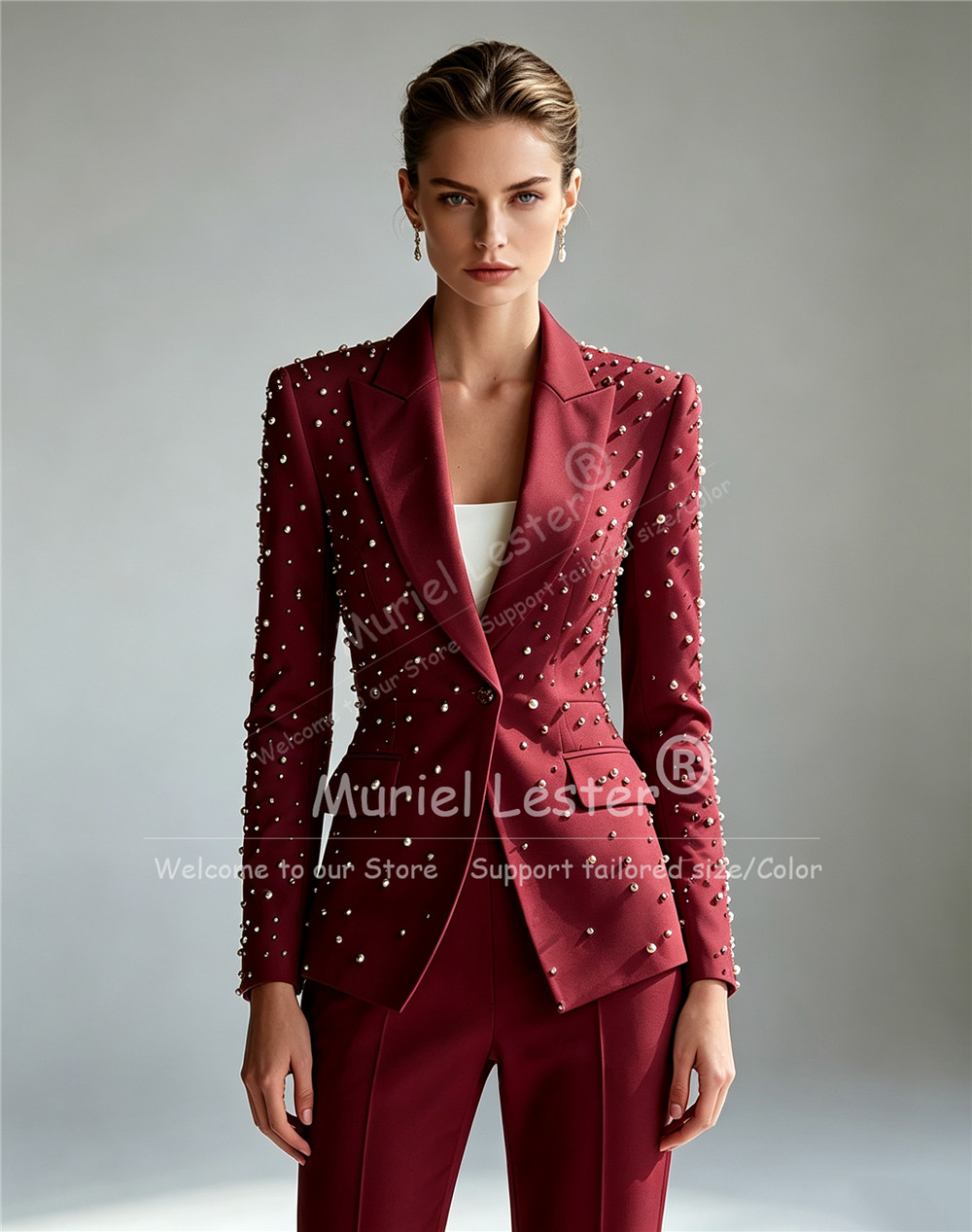 Elegant Pearls Beading Suits W - огляд і ціна Blazer Set Women Formal
