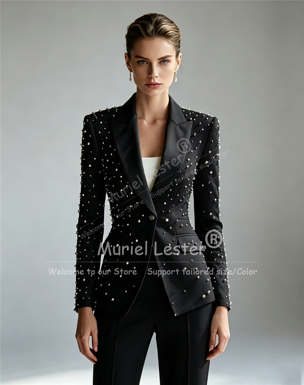 Elegant Pearls Beading Suits W - огляд і ціна Blazer Set Women Formal