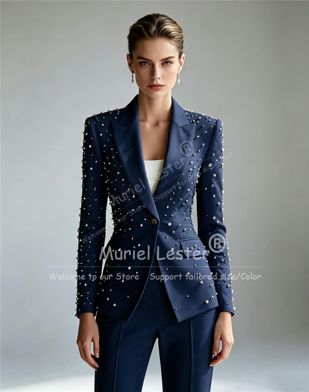 Elegant Pearls Beading Suits W - огляд і ціна Blazer Set Women Formal