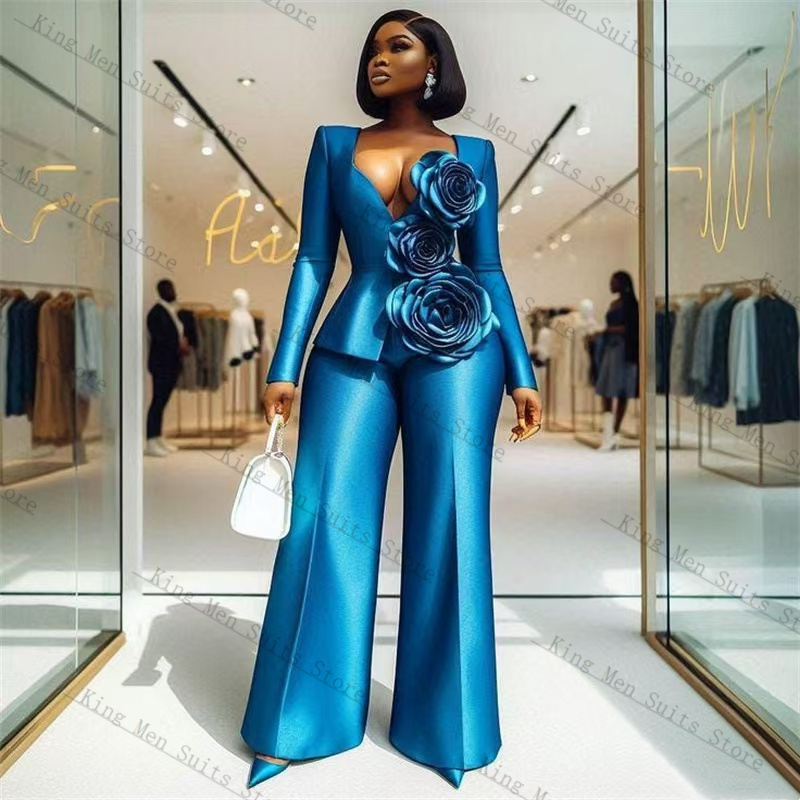 Blue Satin Women Suit Set 2 Pc - огляд і ціна Women'S Formal Wear For A Wedding Guest